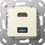 GIR567801 / HDMI USB 3.0 A Kpl. Einsatz Cremeweiß / EAN 4010337461845