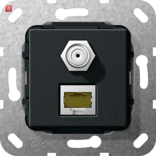 GIR569710 / MJ RJ45 Cat.6A 10 Gbit SAT-F-Buchse Kpl. Einsatz Schwarz m / EAN 4010337463405