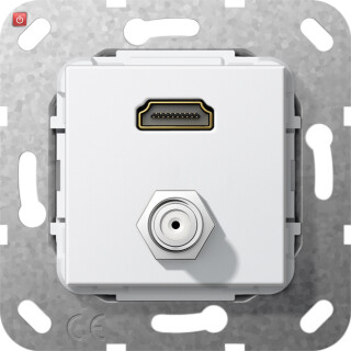 GIR567503 / HDMI SAT-F-Buchse Kpl. Einsatz Reinweiß / EAN 4010337461760