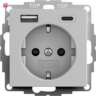 GIR2459015 / SCHUKO SH USB-Spannungsvers. 2f Typ A/C System 55 Grau m / EAN 4010337090151