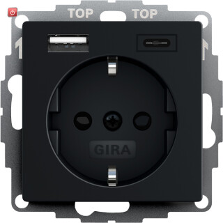 GIR2459005 / SCHUKO SH USB-Spannungsvers. 2f Typ A/C System 55 Schwarz m / EAN 4010337076209