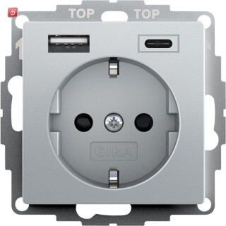 GIR245926 / SCHUKO SH USB-Spannungsvers. 2f Typ A/C System 55 F Alu / EAN 4010337076193