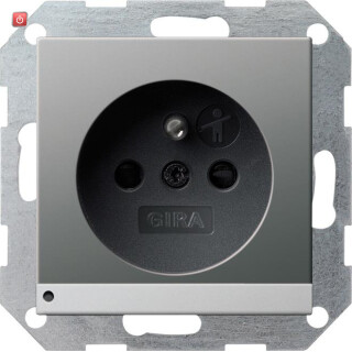 GIR1172600 / Steckd. Erdstift LED-Leuchte + SH System 55 Edelstahl(lack.) / EAN 4010337032847
