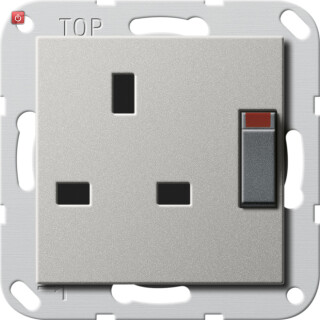 GIR2778600 / Steckd. BS 13 A gesch. + SH System 55 Edelstahl(lack.) / EAN 4010337022091