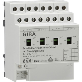 GIR104500 / Schaltaktor 4f 16 A Hand + Strom C-Last KNX REG / EAN 4010337042266