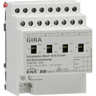 GIR104500 / Schaltaktor 4f 16 A Hand + Strom C-Last KNX REG / EAN 4010337042266