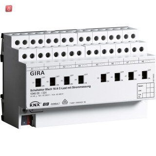 GIR104600 / Schaltaktor 8f 16 A Hand + Strom C-Last KNX REG / EAN 4010337042273