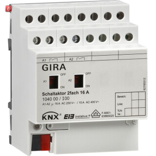 GIR104000 / Schaltaktor 2f 16 A Hand KNX REG / EAN 4010337058359
