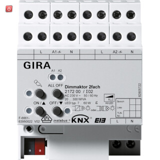 GIR217200 / Dimmaktor 2f 2 x 300 W/VA KNX REG / EAN 4010337082217