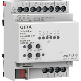 GIR502300 / Schalt-/Jal.aktor 6f/3f 16 A REG Std KNX Secure / EAN 4010337061106