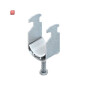 NIE4013339084708 / Hammerfuß-Bügelschelle, für 1 Kabel, Ø 22-26 mm, Schlitzweite 16-17 mm, Stahl, feuerverzinkt DIN EN ISO 1461, mit Kunststoffdruckwanne / EAN4013339084708