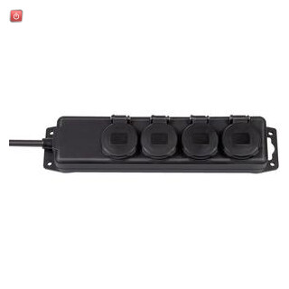 BRE1159960 / Steckdosenverteiler IP44 4-fach schwarz 2m H07RN-F 3G1,5 / 4007123575930
