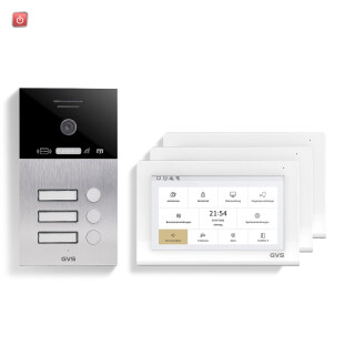 GVS / IP Video Türsprechanlage 3-FH/3x 7" Touchscreen Komplett-Set AVS4460A / 4260688184638
