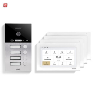 GVS / IP Video Türsprechanlage 4-FH/4x 7" Touchscreen Komplett-Set AVS4461A / 4260688184652