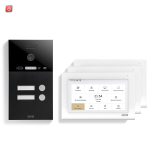 GVS / IP Video Türsprechanlage 2-FH/3x 7" Touchscreen Komplett-Set AVS4467U / 4260688184782