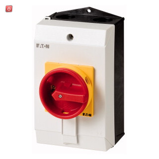 EATON / 207310 / Sicherheitsschalter, P1, 25 A, 3-polig, 1 Schlieáer, 1 ™ffner, NOT-AUS-Funktion, mit rotem Drehgriff und gelbem Sperrkranz, abschlieábar in 0-Stellung mit Deckelverriegelung, mit Warnschild ?Sicherheitsschalter? P1-25/I2-SI/HI11 / EAN4015