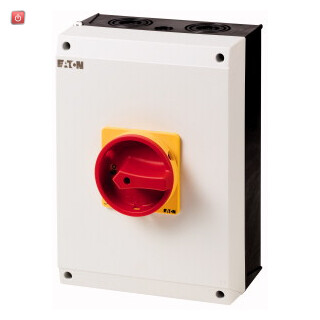EATON / 207373 / Hauptschalter, P3, 100 A, Aufbau, 3-polig, NOT-AUS-Funktion, mit rotem Drehgriff und gelbem Sperrkranz, abschlieábar in 0-Stellung P3-100/I5/SVB / EAN4015082073732