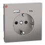 MERTEN / MEG2367-6050 / Schuko Steckdose mit USB Ladegerät, Nickelmetallic, System Design / 4042811221072