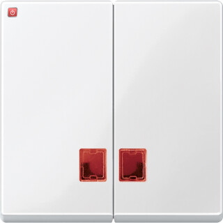 MERTEN / MEG3456-0319 / Doppelwippe mit rotem Symbolfenster, polarweiß glänzend, System M / 4042811149086