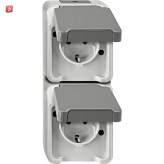 MERTEN / MEG2328-8029 / SCHUKO-Doppel-Steckdose, senkrecht angeordnet mit BRS, lichtgrau, / 4042811179922