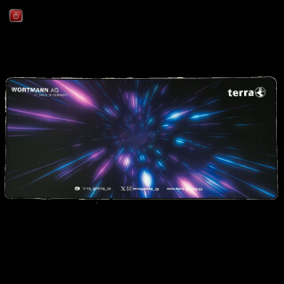 WORTMANN AG / WOR2810744 / TERRA Mousepad XXL PURE Gaming black/purple schwarze Umkettelung, 900 x 400 x 3 mm / EAN 4039407083442