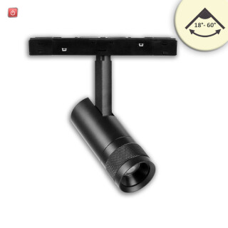 ISO116270 / Track48 Schienen-Strahler schwarz, 7W, fokussierbar 18°-60°, UGR<16, 48V DC, 3000K, DALI dimmbar / EAN 9009377156458