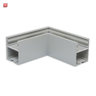 ISO116970 / LAMP30V1 90° Eck, geschweißt, 120x120mm, silber pulverbeschichtet, exkl. Cover / EAN 9009377170232