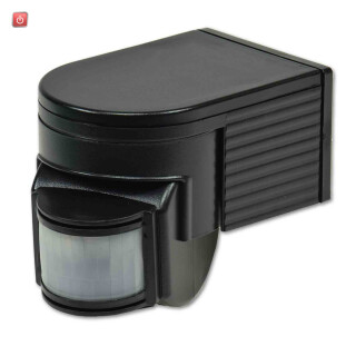 ISO115801 / PIR Bewegungsmelder schwarz, 230V, max. 4A, 180° max. 10m Detektionsradius, IP44, Aufputzmontage / EAN 9009377148279