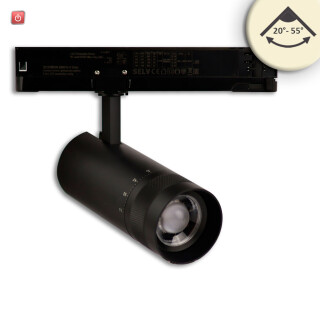 ISO116117 / 3-Phasen Schienen-Strahler fokussierbar, 24W, 20°-55°, schwarz matt, 3000K, DALI dimmbar / EAN 9009377155147