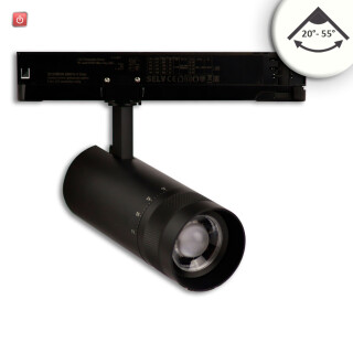 ISO116118 / 3-Phasen Schienen-Strahler fokussierbar, 24W, 20°-55°, schwarz matt, 4000K, DALI dimmbar / EAN 9009377158162