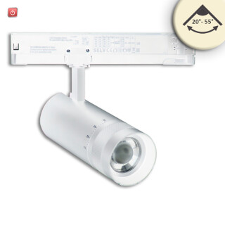 ISO116119 / 3-Phasen Schienen-Strahler fokussierbar, 24W, 20°-55°, weiß matt, 3000K, DALI dimmbar / EAN 9009377155154