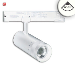 ISO116120 / 3-Phasen Schienen-Strahler fokussierbar, 24W, 20°-55°, weiß matt, 4000K, DALI dimmbar / EAN 9009377155161