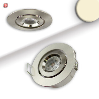 ISO115630 / LED Einbauleuchte MiniAMP Alu gebürstet, 3W, 12V DC, warmweiß, dimmbar, 100cm Kabel / EAN 9009377145216