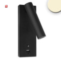 ISO115640 / LED Leseleuchte, 3W, schwarz, mit USB-A und USB-C Ladebuchse, warmweiß, 3 Stufen dimmbar / EAN 9009377145315