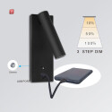 ISO115640 / LED Leseleuchte, 3W, schwarz, mit USB-A und USB-C Ladebuchse, warmweiß, 3 Stufen dimmbar / EAN 9009377145315